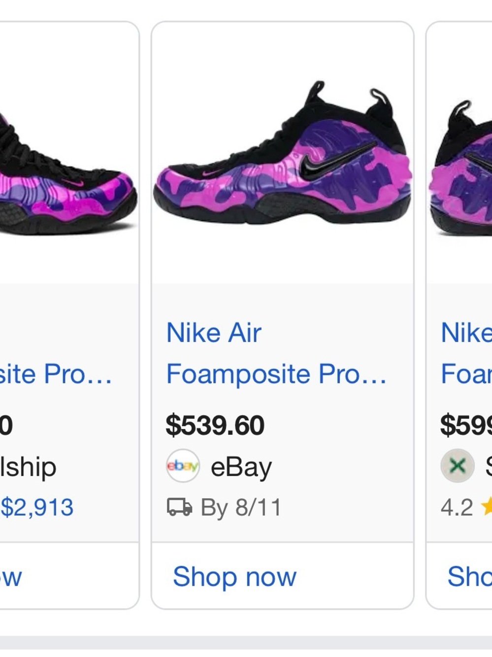Nike' Purple Camo Foamposite Sneakers - Picture 2 of 6